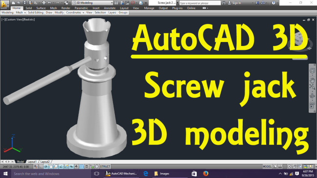 G050020-AutoCAD 螺旋千斤顶 3D 建模=液压螺旋千斤顶