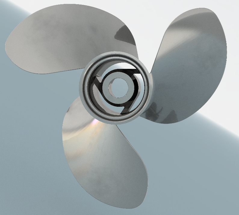 G051941-舷外机的无草螺旋桨(3叶片)。原用于Quicksilver_Evinrude=螺旋桨