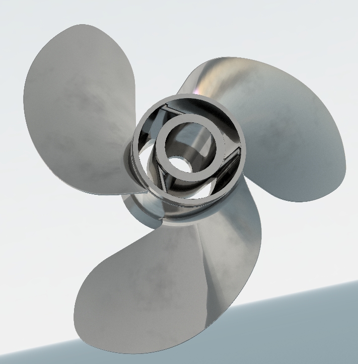 G051941-舷外机的无草螺旋桨(3叶片)。原用于Quicksilver_Evinrude=螺旋桨