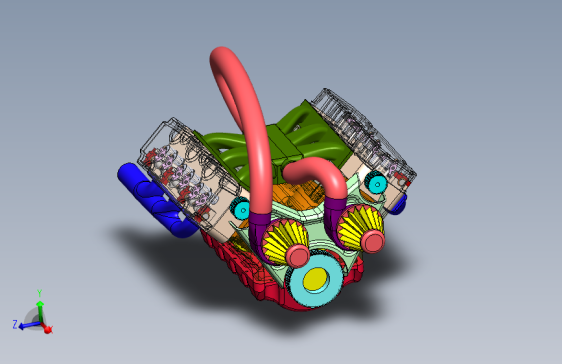 V6发动机总成 _ 3D CAD模型