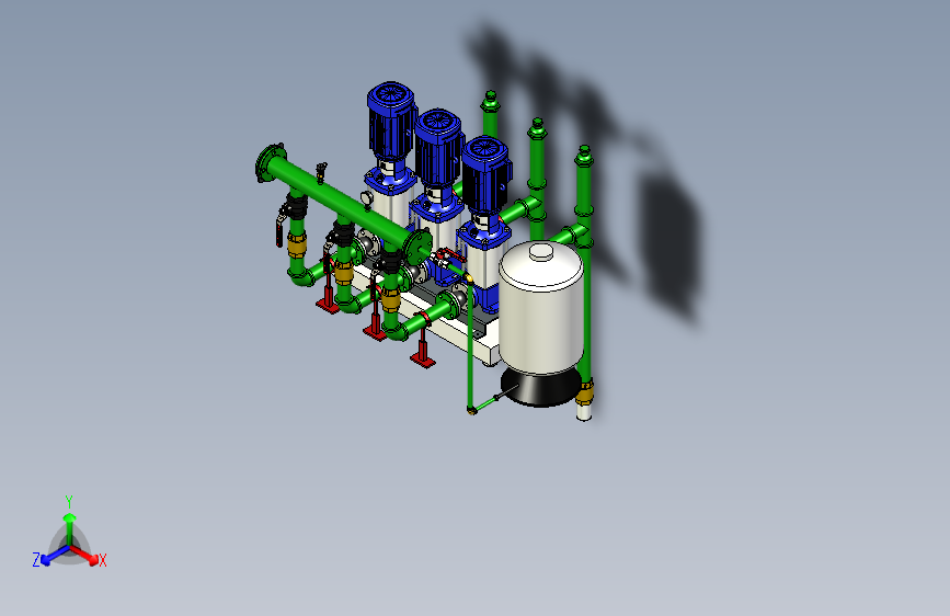 G039163-助推器三重模型+cad=水泵油泵