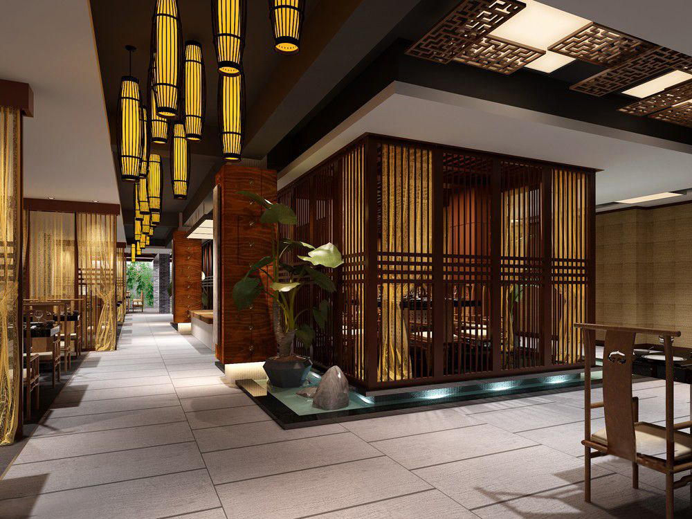 03--中式餐饮店 CAD+3D模型+效果图