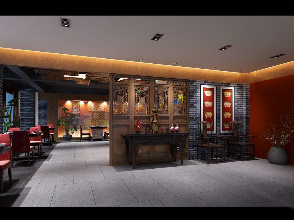 03--中式餐饮店 CAD+3D模型+效果图
