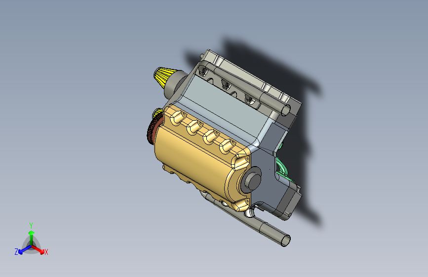 G052718-V6 涡轮发动机 - 完整的 CAD 建模 PTC CREO 参数化 prt & asm=发动机引擎