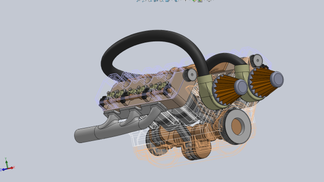 G052880-V6发动机总成-Solidworks=发动机引擎