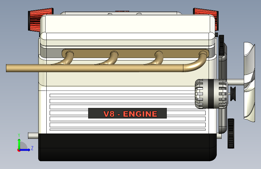 G052940-V8 发动机 (1)=发动机引擎 左侧视图