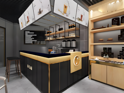 15-奶茶店施工图_效果图CAD图纸