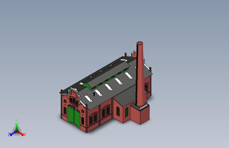 Faller法勒2142号火车库建筑物3D图纸 INVENTOR设计 附STP