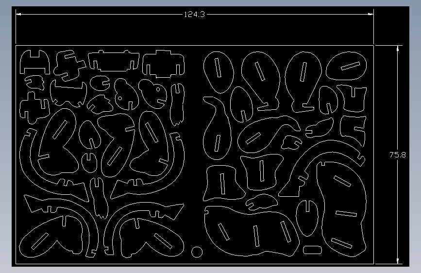 生肖兔子激光切割立体拼图图纸 cad dxf格式