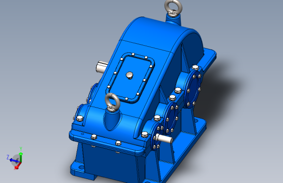 二级圆柱直齿轮工业齿轮箱3D数模图纸 Solidworks设计 附STEP