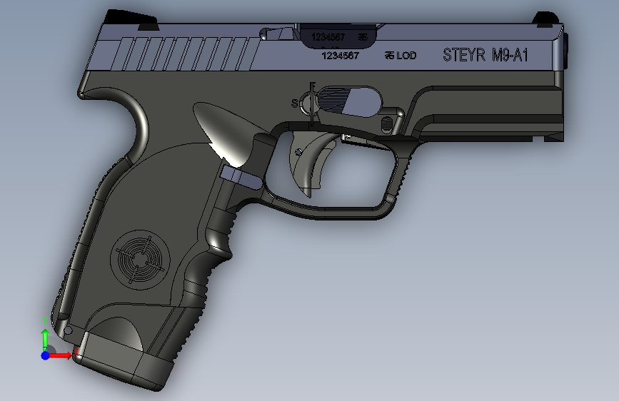 0030-Steyr+Mannlicher+M9A1+polymer+pistol=仅限虚拟游戏设计,不可制作实物,否则后果自负 正面视图