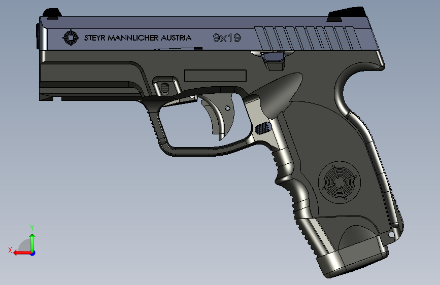 0030-Steyr+Mannlicher+M9A1+polymer+pistol=仅限虚拟游戏设计,不可制作实物,否则后果自负 背面视图
