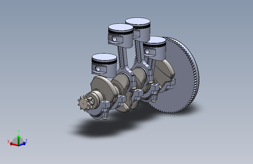 G054392-曲轴连活塞和飞轮=发动机引擎
