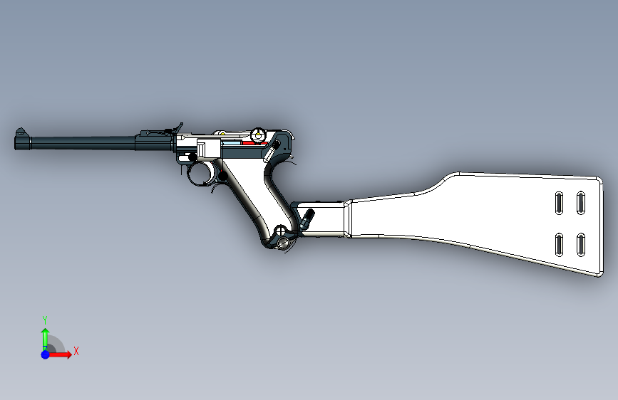 0194-Luger+P08+Lange=仅限虚拟游戏设计,不可制作实物,否则后果自负 正面视图