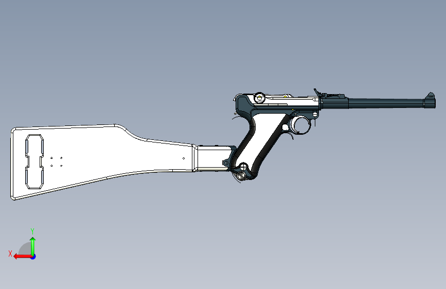 0194-Luger+P08+Lange=仅限虚拟游戏设计,不可制作实物,否则后果自负 背面视图
