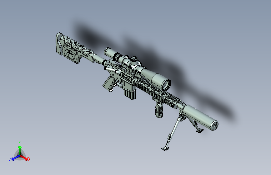 0295-AR15狙击步枪UG设计UG8.0+STP=仅限虚拟游戏设计，不可制作实物，否则后果自负