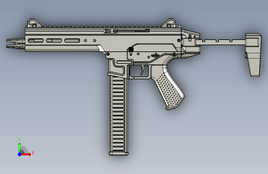 0416-ARCAR SMG STANDARD V2=仅限虚拟游戏设计,不可制作实物,否则后果自负 正面视图