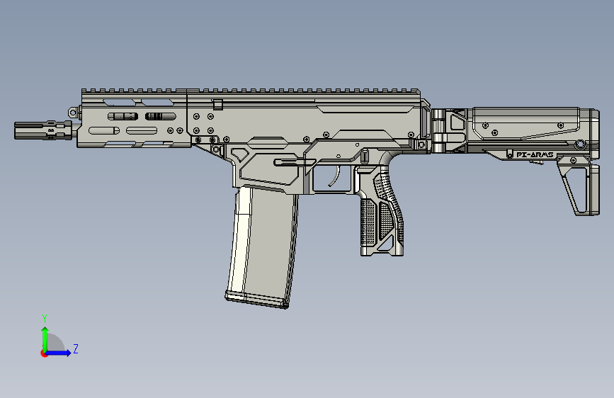0620-RAIDER RIFLE SBR=仅限虚拟游戏设计,不可制作实物,否则后果自负 左侧视图