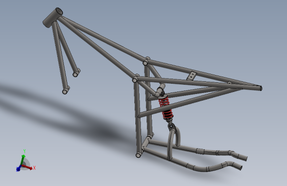 G056221-使用SolidWorks的3D CAD建模进行概念摩托车底盘设计=车架底盘悬架悬挂