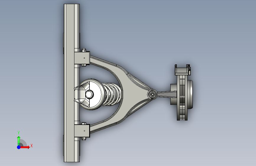 G056260-双连杆悬架系统。=车架底盘悬架悬挂 正面视图