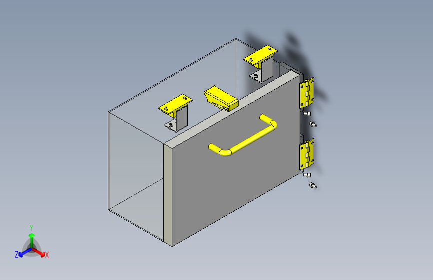 一款变频BOX门扉机构3D图模型