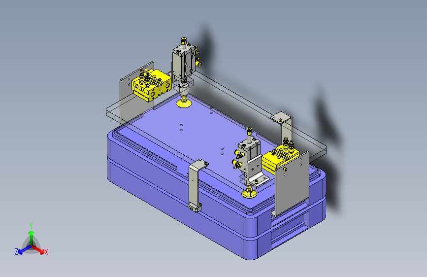 一款带盖箱体夹紧机构3D图模型
