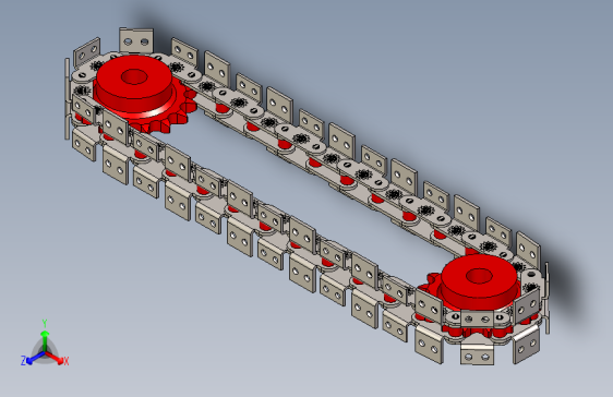 G040246-带有附件的Double+Pitch+2080传送带链K2+1x1和2x2和链轮=输送机