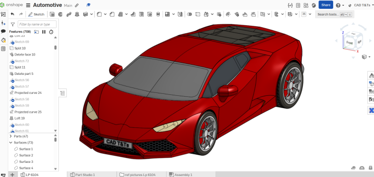 兰博基尼 Huracan LP 6104 在 Onshape - 车身设计 3D CAD