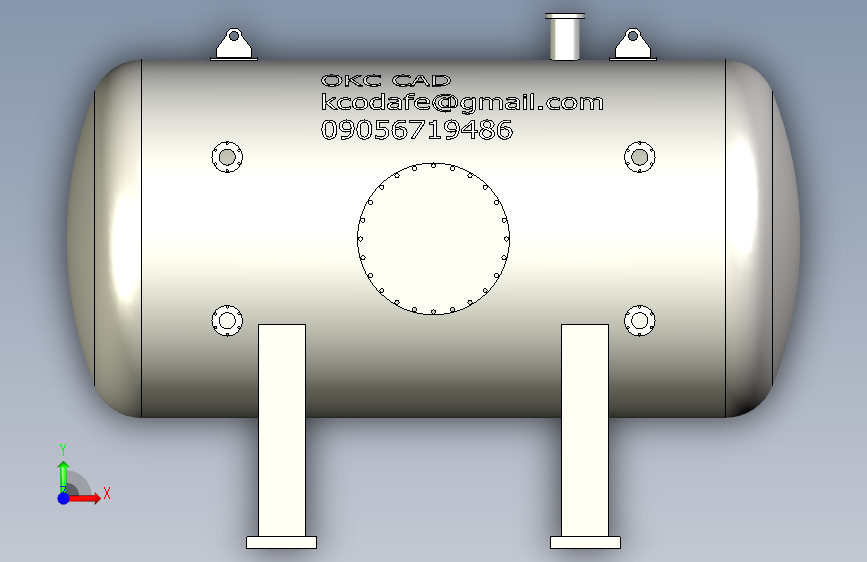 G044379-厚壁压力容器=集装箱容器 正面视图