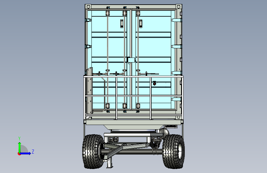 G044528-集装箱工作坊拖车=集装箱容器 左侧视图