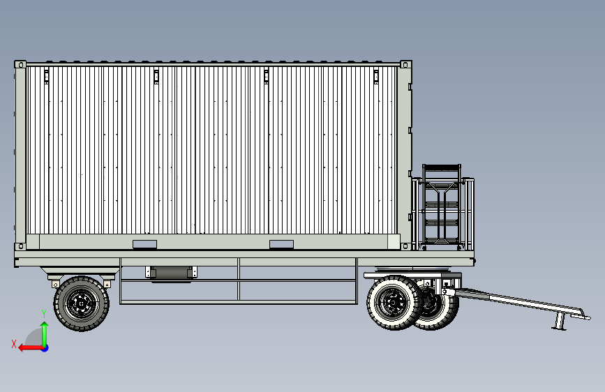 G044528-集装箱工作坊拖车=集装箱容器 背面视图