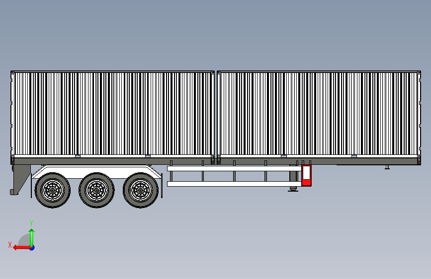 G045130-容器支架拖车(容器)=集装箱容器 背面视图