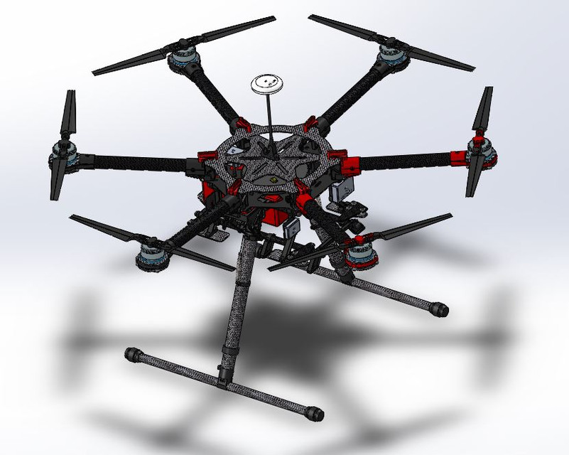 大疆DJI S900六轴无人机三维建模图纸 STEP格式