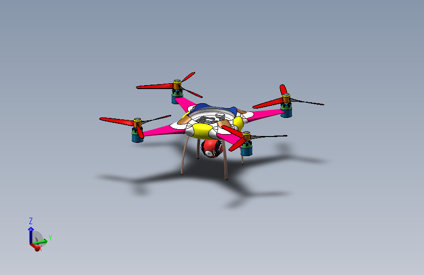 机械创新设计大赛无人机造型三维建模图纸 solidworks设计