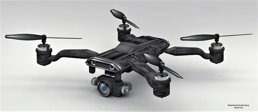 Falcon Cam四轴航拍无人机造型3D图纸 STP格式