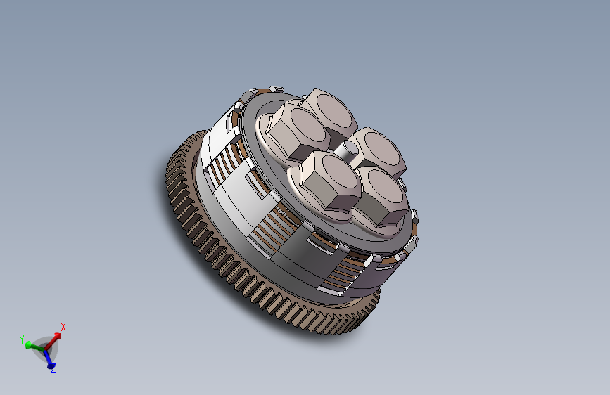 摩托车离合器(五柱六片加宽磨擦片弹簧减震)3D数模 solidworks
