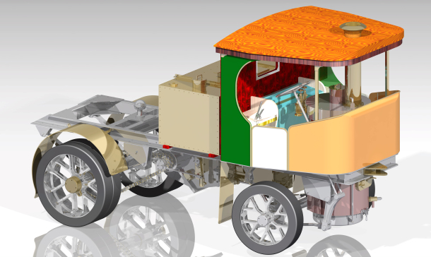 G058205-Clayton Undertype Steam Wagon，Wagon，Catia，渲染=卡车吊车