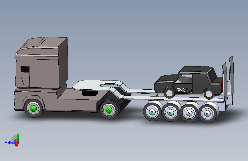 G058562-卡车拖着汽车拖车=卡车吊车