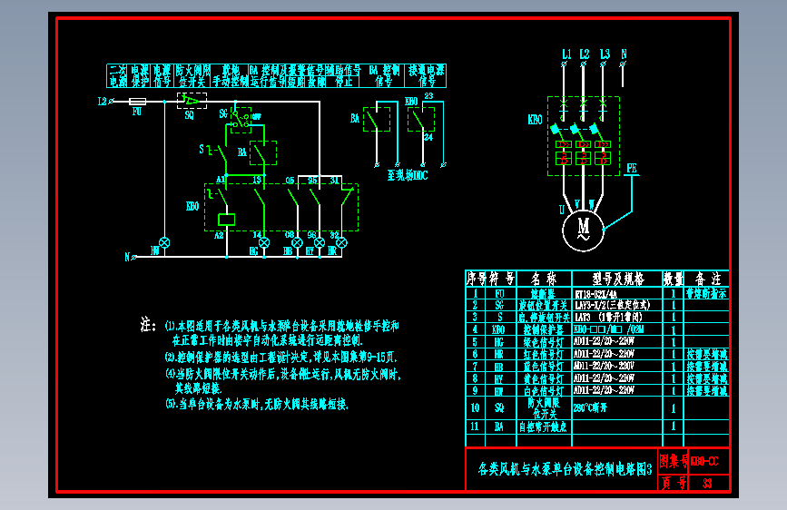 KB0-CC-33各类风机与水泵单台设备控制电路图3