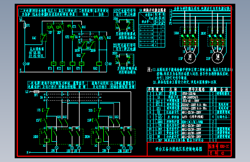 KB0-CC-42两台互备自投稳压泵控制电路图