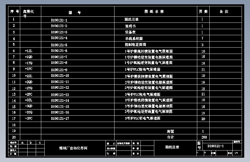 图纸目录-变频调速系统