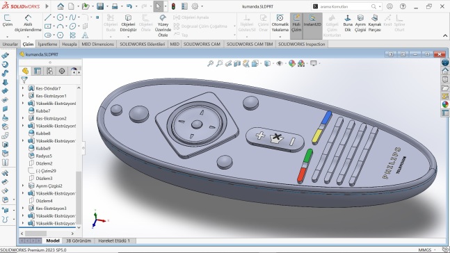 SolidWorks 3D模型 – 远程控制设计（飞利浦电视）