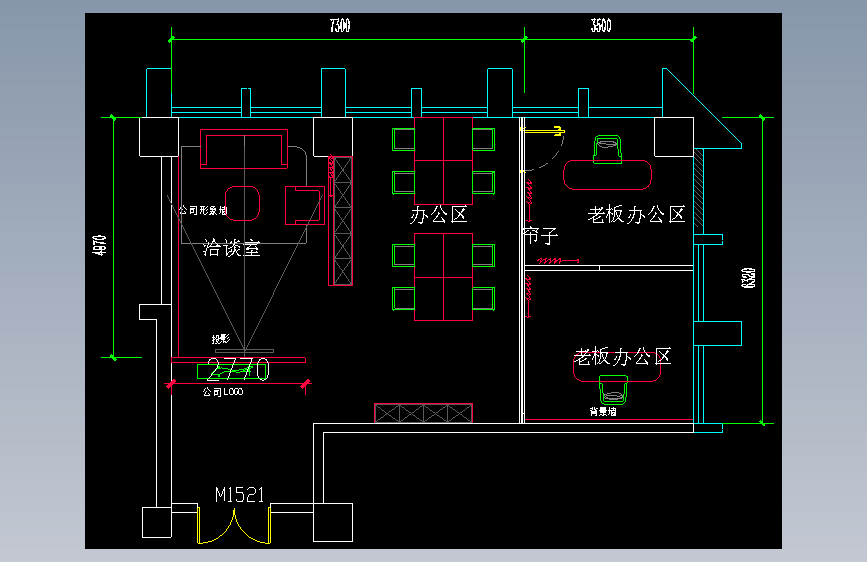 办公室布局方案CAD23