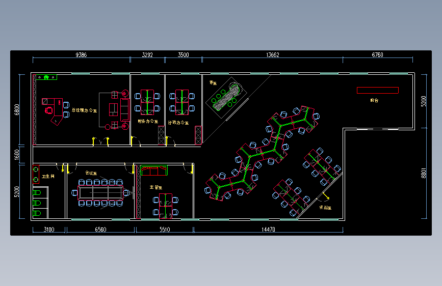办公室布局方案CAD34