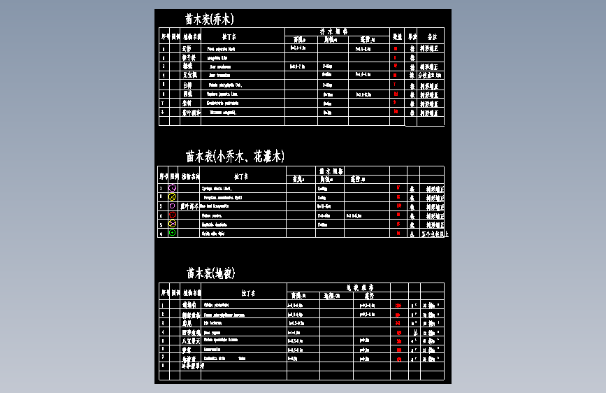 庭院LS-09苗木表