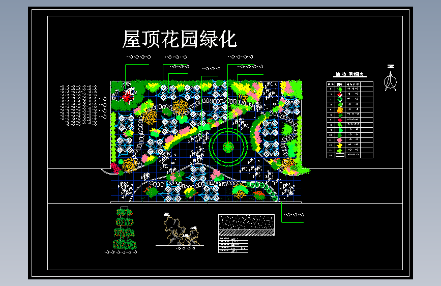 庭院某宾馆屋顶花园绿化平面图