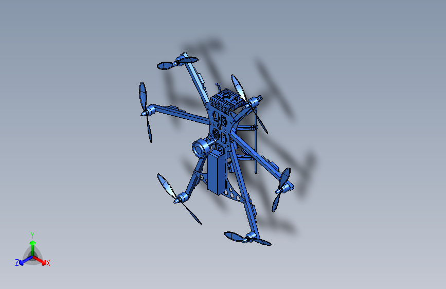 六旋翼农用无人机设计cad+三维stp+说明书