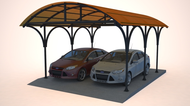 G061875-Carport_ 车库可容纳2辆车。=公交站车库车棚