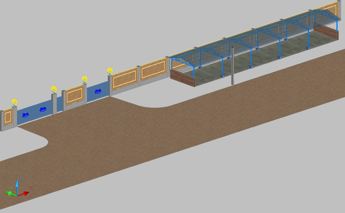 G062003-停车库和围场墙=公交站车库车棚