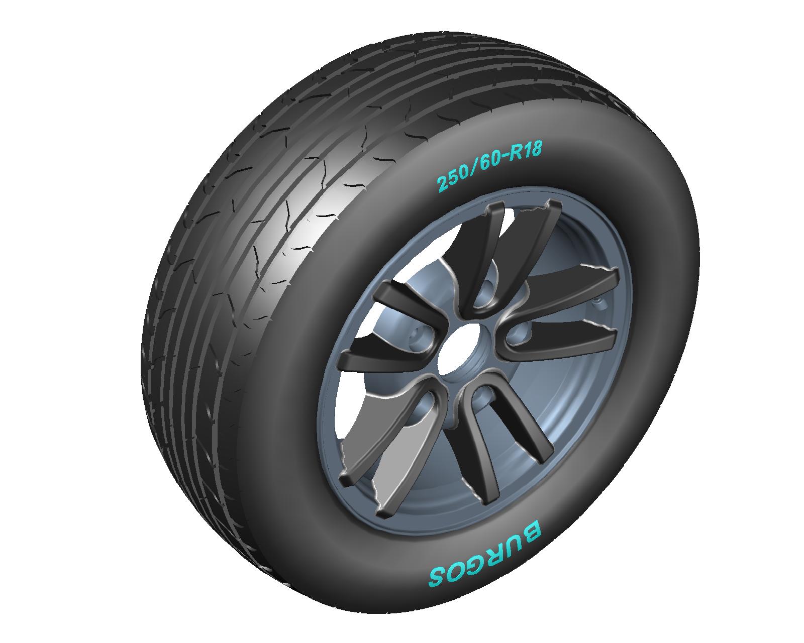 G062195-RIN (轮毂,轮圈,轮胎) 18x8 型号 05 搭配橡胶 (轮胎)=汽车车轮轮毂轮胎